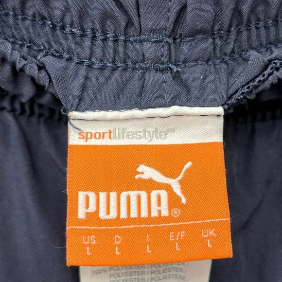 Puma Track Pants Men's L Blue Straight Leg Elastic Waist Zipped Pockets Pull On - Picture 9 of 12